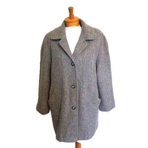 Herman Kay Gray Wool Raglan Sleeve Coat  Womens 12